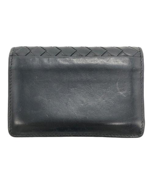BOTTEGA VENETA（ボッテガベネタ）BOTTEGA VENETA (ボッテガベネタ) イントレチャート二つ折りカードケース ブラックの古着・服飾アイテム