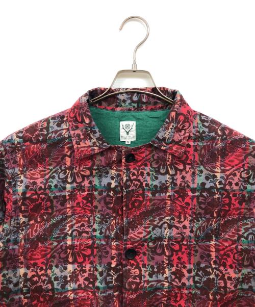 South2 West8（サウスツー ウエストエイト）south2 west8 (サウスツー ウエストエイト) Pen Jacket Batik Over Print レッド サイズ:Sの古着・服飾アイテム