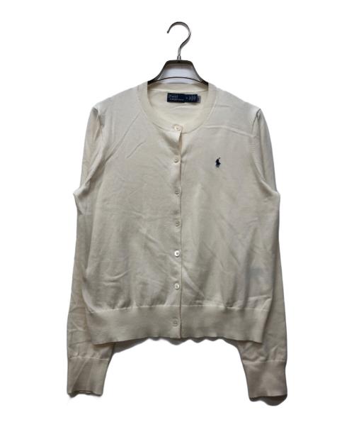 POLO RALPH LAUREN（ポロ・ラルフローレン）POLO RALPH LAUREN (ポロ・ラルフローレン) ポニー刺繍クルーネックカーディガン アイボリー サイズ:Mの古着・服飾アイテム