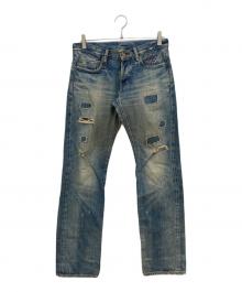 Hysteric Glamour（ヒステリックグラマー）の古着「小窓リメイク スタッズデニムパンツ」｜インディゴ