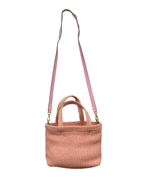 JIMMY CHOO（ジミーチュウ）JIMMY CHOO (ジミーチュウ) Raffia Tote Bagラフィアトートバッグ ピンクの古着・服飾アイテム