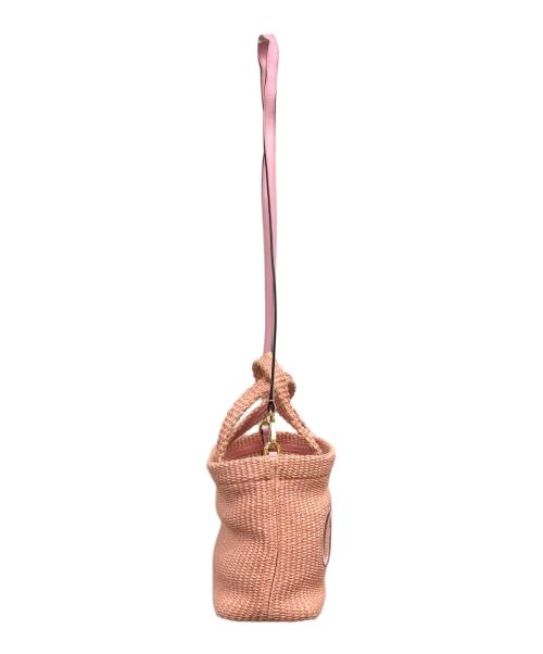 JIMMY CHOO（ジミーチュウ）JIMMY CHOO (ジミーチュウ) Raffia Tote Bagラフィアトートバッグ ピンクの古着・服飾アイテム