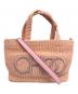 JIMMY CHOO（ジミーチュウ）の古着「Raffia Tote Bagラフィアトートバッグ」｜ピンク