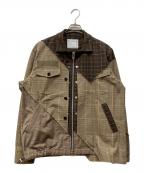 sacaiサカイ）の古着「CHECKED PANELLED JACKET」｜ベージュ×ブラウン