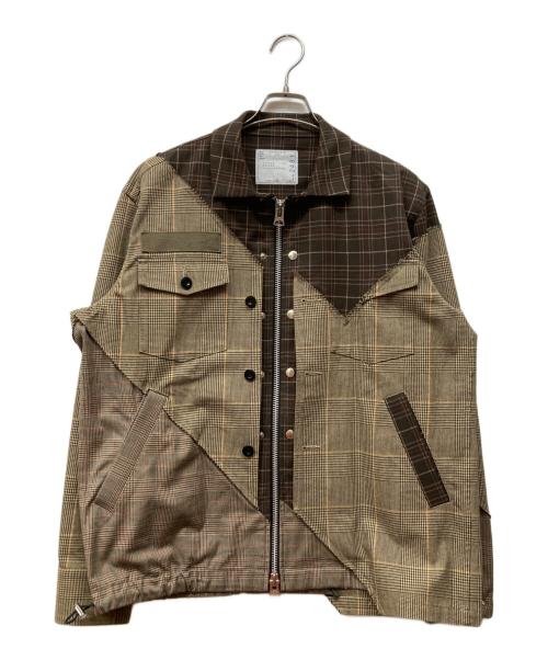 sacai（サカイ）sacai (サカイ) CHECKED PANELLED JACKET ベージュ×ブラウン サイズ:１の古着・服飾アイテム