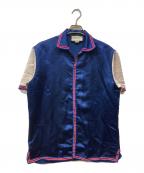 GUCCIグッチ）の古着「Blue GG Star Bowling Shirt」｜ネイビー