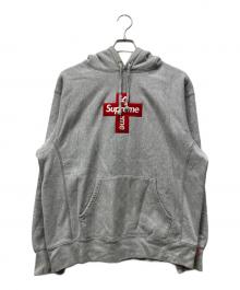 SUPREME（シュプリーム）の古着「Cross Box Logo Hooded Sweatshirt」｜レッド×グレー