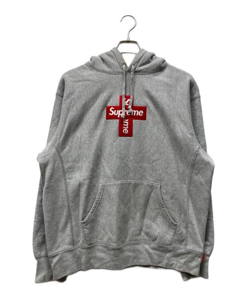 SUPREME（シュプリーム）Supreme (シュプリーム) Cross Box Logo Hooded Sweatshirt レッド×グレー サイズ:Mの古着・服飾アイテム