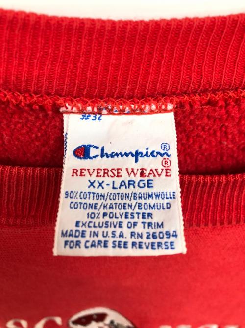 Champion REVERSE WEAVE（チャンピオン リバース ウィーブ）Champion REVERSE WEAVE (チャンピオン リバース ウィーブ) 90s 刺繍デザインスウェット レッド サイズ:XXLの古着・服飾アイテム