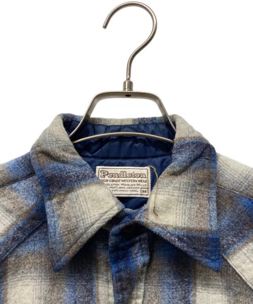PENDLETON（ペンドルトン）PENDLETON (ペンドルトン) 70S オンブレチェックウエスタンシャツ ブルー サイズ:Mの古着・服飾アイテム