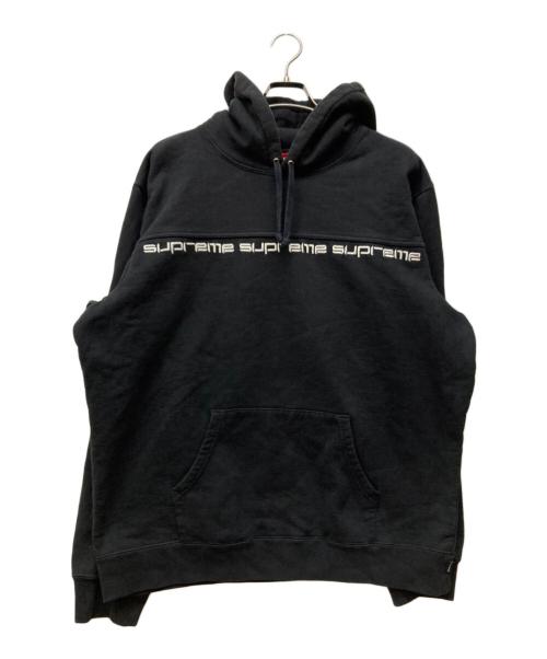 SUPREME（シュプリーム）Supreme (シュプリーム) TEXT STRIPE HOODED SWEATSHIRTS ブラック サイズ:XLの古着・服飾アイテム