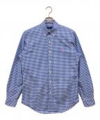 RALPH LAURENラルフローレン）の古着「ギンガムチェックボタンダウンシャツ」｜ホワイト×ブルー