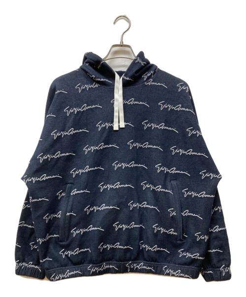 GIORGIO ARMANI（ジョルジオアルマーニ）GIORGIO ARMANI (ジョルジョアルマーニ) 総柄ロゴパーカー ネイビー サイズ:48の古着・服飾アイテム