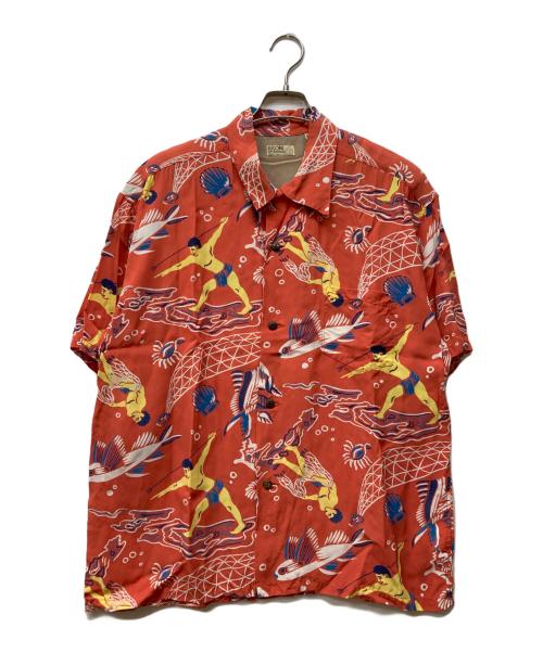 Sun Surf（サンサーフ）Sun Surf (サンサーフ) KEONI OF HAWAII “WAIKIKI REEF” by JOHN MEIGS レッド サイズ:XXLの古着・服飾アイテム
