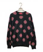 SUPREME×INDEPENDENTシュプリーム×インディペンデント）の古着「15FW CROSSES SWEATER」｜ブラック×レッド