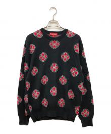 SUPREME×INDEPENDENT（シュプリーム×インディペンデント）の古着「15FW CROSSES SWEATER」｜ブラック×レッド