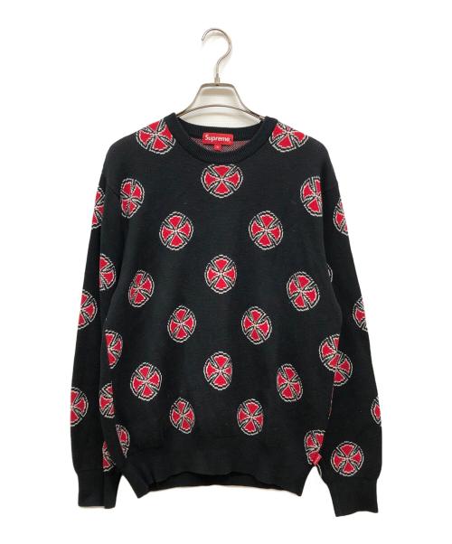 SUPREME（シュプリーム）Supreme (シュプリーム) INDEPENDENT (インディペンデント) 15FW CROSSES SWEATER ブラック×レッド サイズ:Mの古着・服飾アイテム