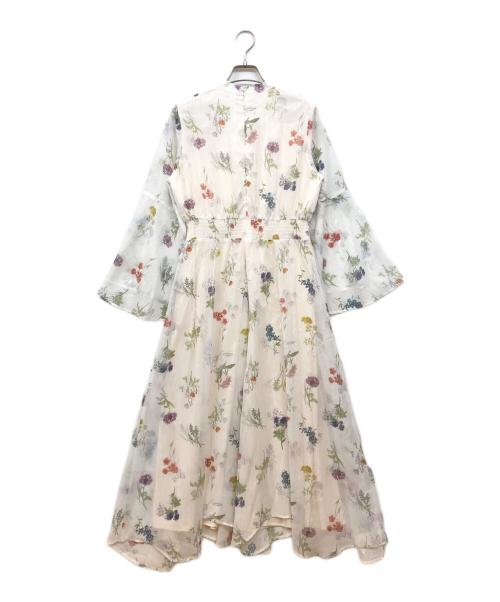 CELFORD（セルフォード）CELFORD (セルフォード) フラワープリントボウタイワンピース ホワイト サイズ:38の古着・服飾アイテム