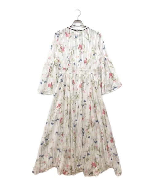 CELFORD（セルフォード）CELFORD (セルフォード) ボウタイフラワープリントワンピース ホワイト サイズ:38の古着・服飾アイテム