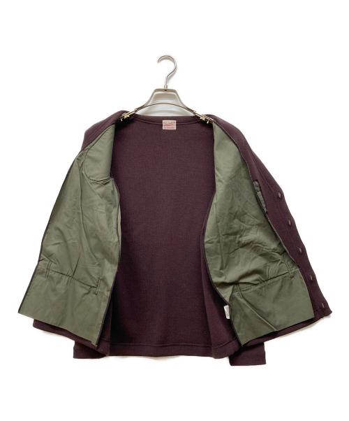 TENDERLOIN（テンダーロイン）TENDERLOIN (テンダーロイン) 鹿革パッチウールカーディガン ブラウン サイズ:SMALLの古着・服飾アイテム