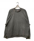 ）の古着「DAMAGE ZIP OVER SWEAT CREW」｜グレー