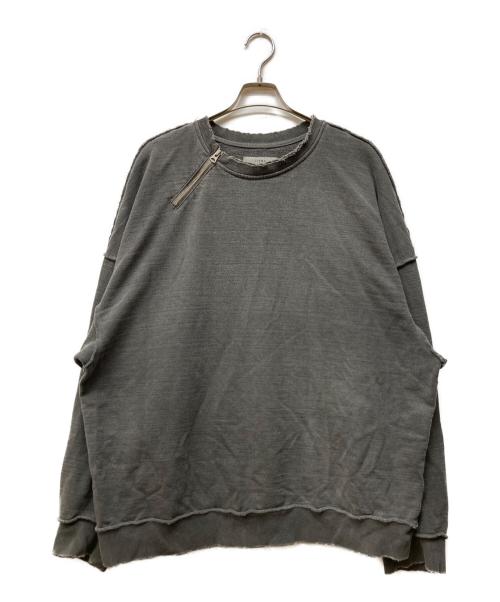 jieda（ジエダ）Jieda (ジエダ) DAMAGE ZIP OVER SWEAT CREW グレー サイズ:２の古着・服飾アイテム