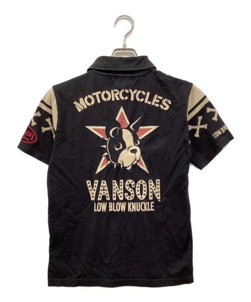 VANSON（バンソン）VANSON (バンソン) LOW BLOW KNUCKLE ワンスタードッグポロ ブラック サイズ:Mの古着・服飾アイテム