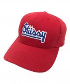 stussyステューシー）の古着「MLBロゴサンプリングキャップ」｜レッド