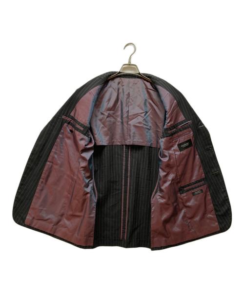 BURBERRY BLACK LABEL（バーバリーブラックレーベル）BURBERRY BLACK LABEL (バーバリーブラックレーベル) SUPER 100's ストライプセットアップ ブラック サイズ:40Lの古着・服飾アイテム