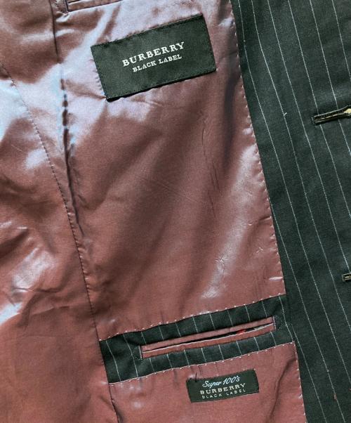 BURBERRY BLACK LABEL（バーバリーブラックレーベル）BURBERRY BLACK LABEL (バーバリーブラックレーベル) SUPER 100's ストライプセットアップ ブラック サイズ:40Lの古着・服飾アイテム