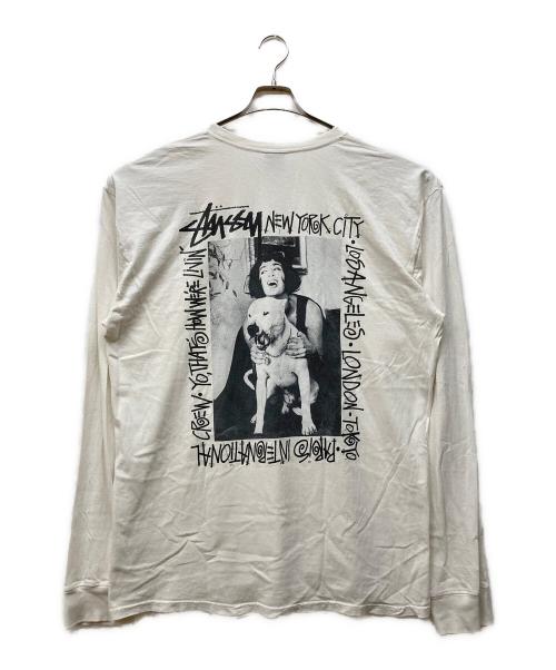 stussy（ステューシー）stussy (ステューシー) HOW WE'RE LIVIN PIGMENT DYED TEE ホワイト サイズ:XLの古着・服飾アイテム