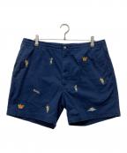 POLO RALPH LAURENポロ・ラルフローレン）の古着「アロハ刺繍ハーフパンツ」｜ネイビー