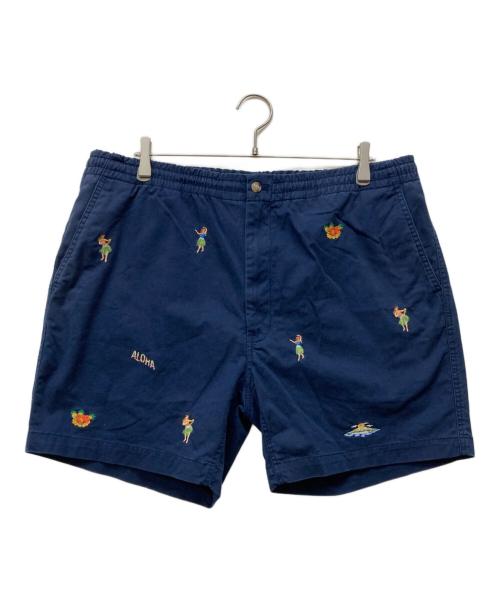 POLO RALPH LAUREN（ポロ・ラルフローレン）POLO RALPH LAUREN (ポロ・ラルフローレン) アロハ刺繍ハーフパンツ ネイビー サイズ:XXLの古着・服飾アイテム