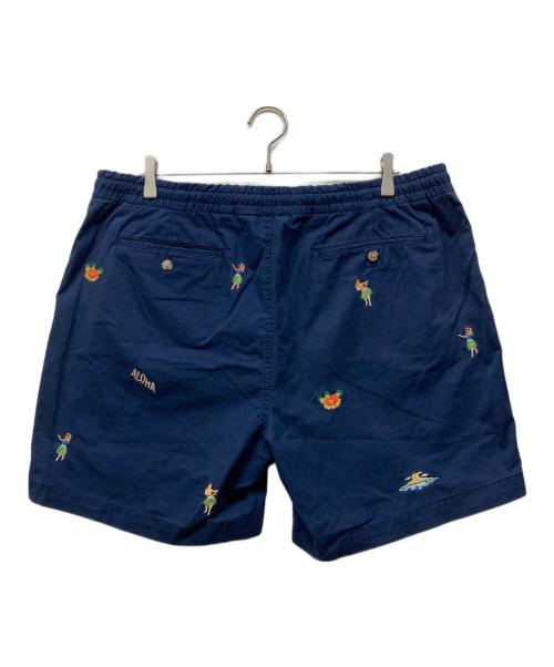 POLO RALPH LAUREN（ポロ・ラルフローレン）POLO RALPH LAUREN (ポロ・ラルフローレン) アロハ刺繍ハーフパンツ ネイビー サイズ:XXLの古着・服飾アイテム