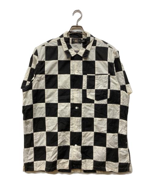 RRL（ダブルアールエル）RRL (ダブルアールエル) パッチワークオープンカラーシャツ ブラック×ホワイト サイズ:XLの古着・服飾アイテム