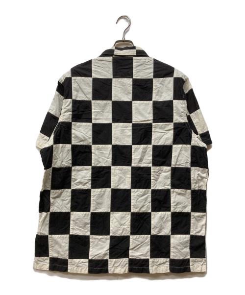 RRL（ダブルアールエル）RRL (ダブルアールエル) パッチワークオープンカラーシャツ ブラック×ホワイト サイズ:XLの古着・服飾アイテム