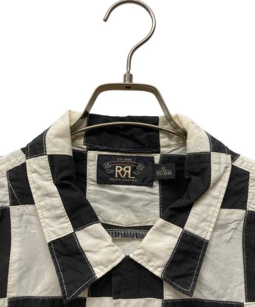 RRL（ダブルアールエル）RRL (ダブルアールエル) パッチワークオープンカラーシャツ ブラック×ホワイト サイズ:XLの古着・服飾アイテム