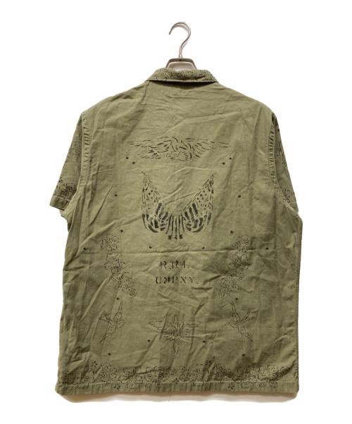 RRL（ダブルアールエル）RRL (ダブルアールエル) TRENCH ART GRAPHIC SHIRT グリーン サイズ:XLの古着・服飾アイテム