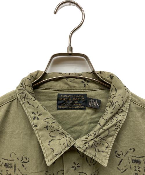 RRL（ダブルアールエル）RRL (ダブルアールエル) TRENCH ART GRAPHIC SHIRT グリーン サイズ:XLの古着・服飾アイテム