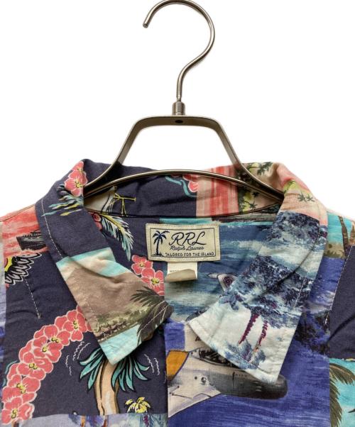 RRL（ダブルアールエル）RRL (ダブルアールエル) パッチワークプリントレーヨン アロハシャツ ブルー サイズ:XLの古着・服飾アイテム