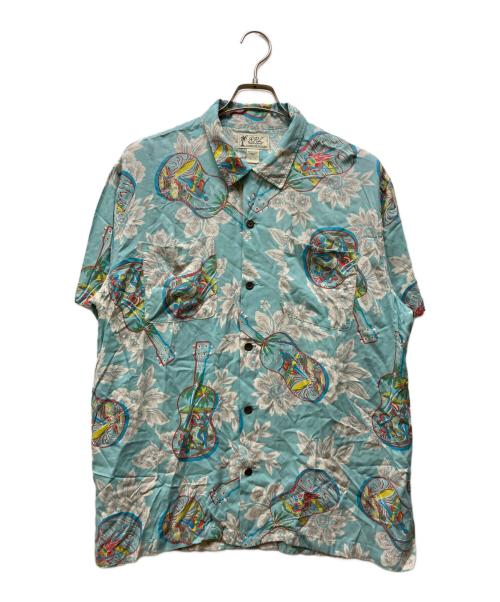 RRL（ダブルアールエル）RRL (ダブルアールエル) レーヨン オープンカラー ハワイアンシャツ スカイブルー サイズ:XLの古着・服飾アイテム
