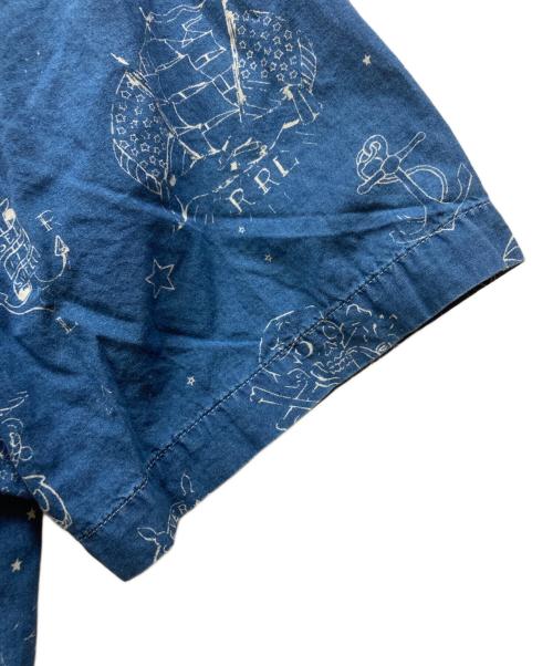 RRL（ダブルアールエル）RRL (ダブルアールエル) タトゥーアートオープンカラーコットンシャツ インディゴ サイズ:XLの古着・服飾アイテム