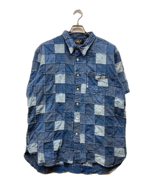 RRL（ダブルアールエル）RRL (ダブルアールエル) インディゴパッチワークショートスリーブシャツ インディゴ サイズ:XLの古着・服飾アイテム