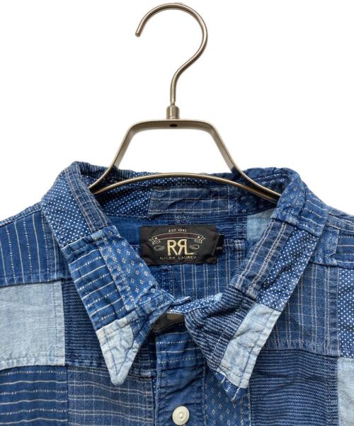 RRL（ダブルアールエル）RRL (ダブルアールエル) インディゴパッチワークショートスリーブシャツ インディゴ サイズ:XLの古着・服飾アイテム