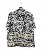 RRLダブルアールエル）の古着「PRINT LINEN CAMP SHIRT」｜インディゴ×ホワイト