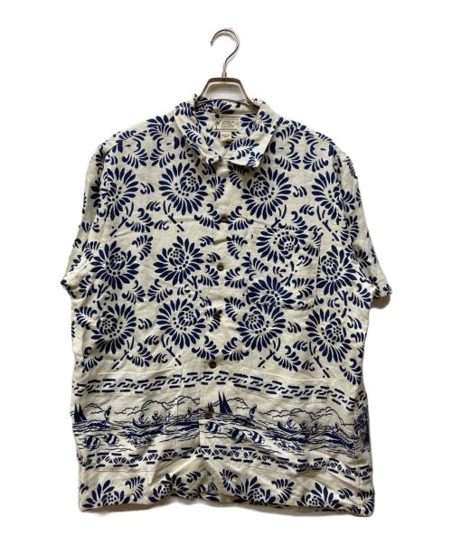 RRL（ダブルアールエル）RRL (ダブルアールエル) PRINT LINEN CAMP SHIRT インディゴ×ホワイト サイズ:XLの古着・服飾アイテム