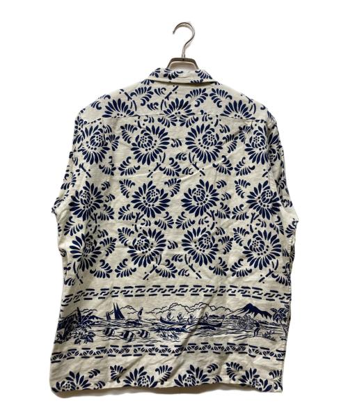 RRL（ダブルアールエル）RRL (ダブルアールエル) PRINT LINEN CAMP SHIRT インディゴ×ホワイト サイズ:XLの古着・服飾アイテム