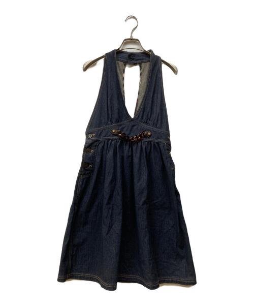 BURBERRY BLUE LABEL（バーバリー ブルー レーベル）BURBERRY BLUE LABEL (バーバリー ブルー レーベル) デニムノースリーブワンピース ブルー サイズ:38の古着・服飾アイテム