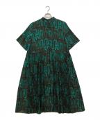 SUM1 STYLEスミスタイル）の古着「ジオメトリック プリーツワンピース」｜ブラウン×グリーン