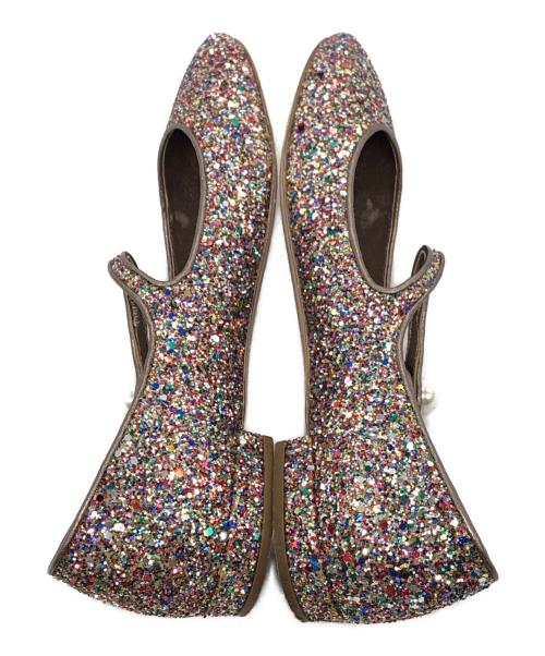 MIU MIU（ミュウミュウ）MIU MIU (ミュウミュウ) パールボタングリッターバレエシューズ マルチカラー サイズ:38の古着・服飾アイテム